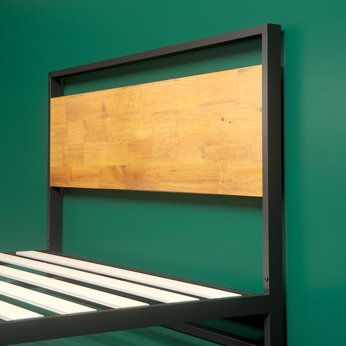 Ironline Low Profile Platform Bed Frame with Footboard - headboard close up