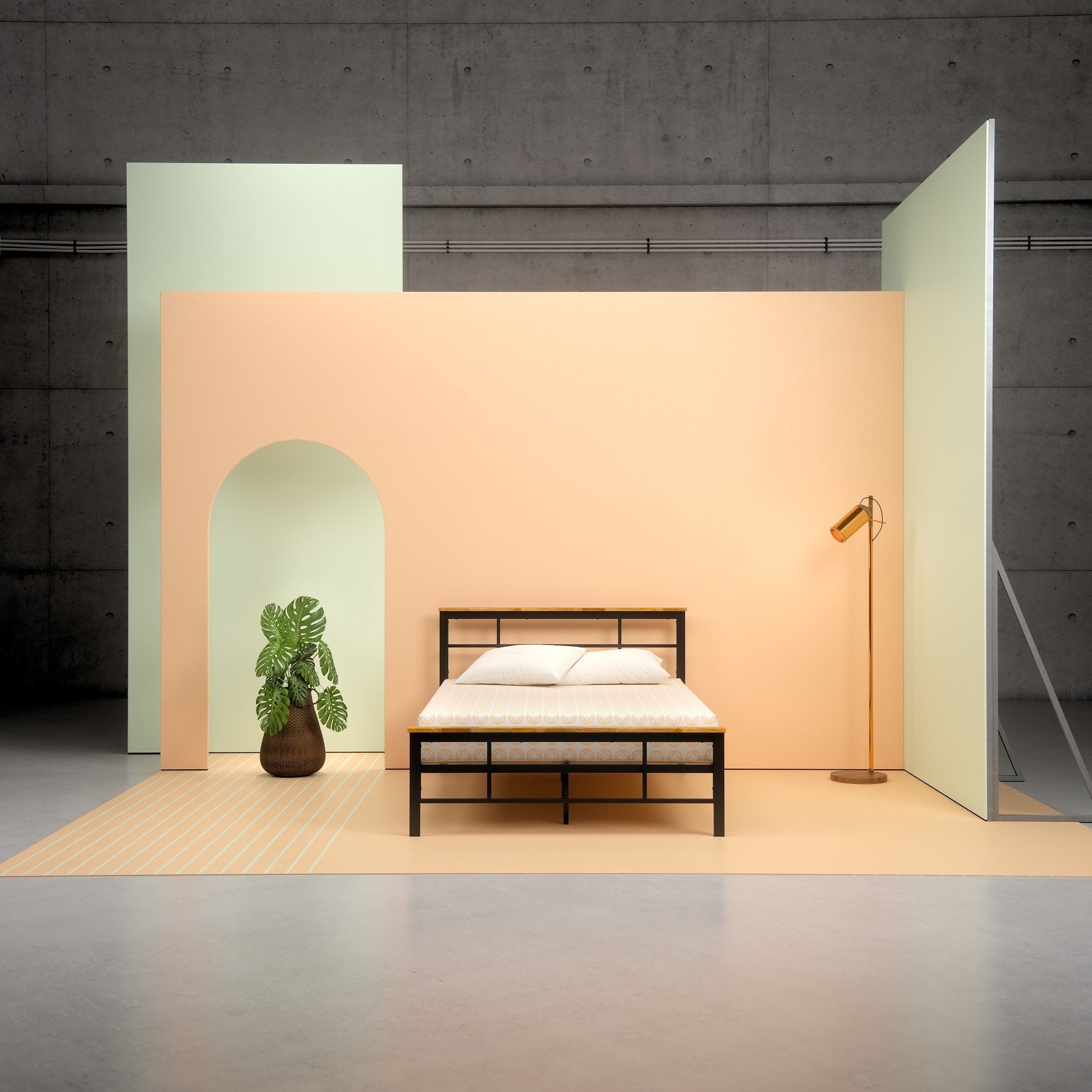 Metal and Wood Urban Platform Bed Frame