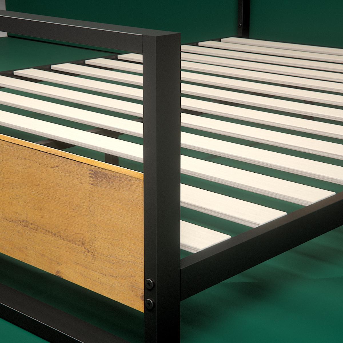 Ironline Low Profile Platform Bed Frame with Footboard - footboard closeup