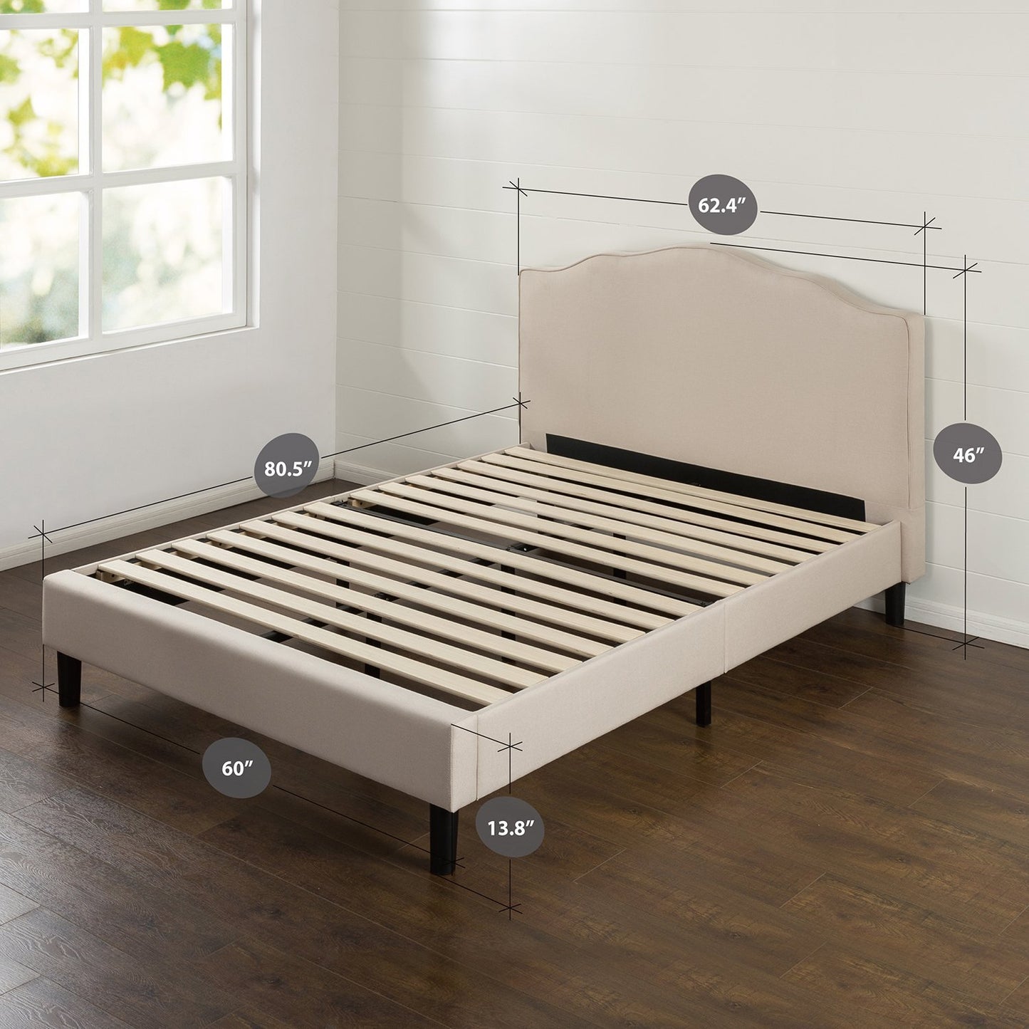 Paris Upholstered Scalloped Platform Bed Frame