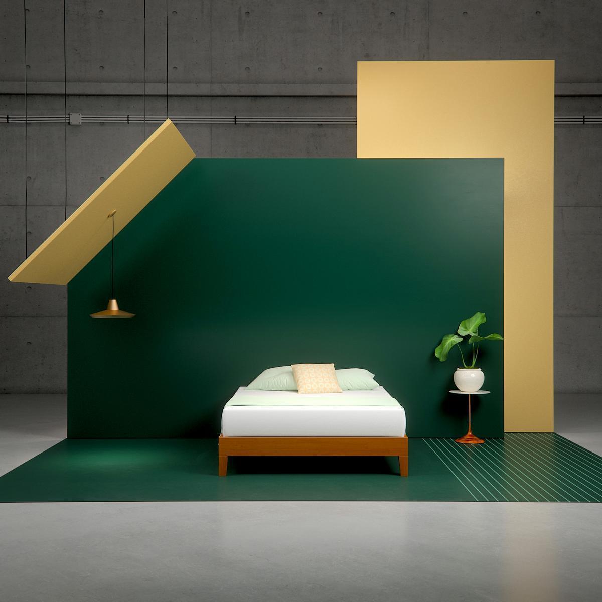 Wooden Deluxe Platform Bed Frame - wide shot