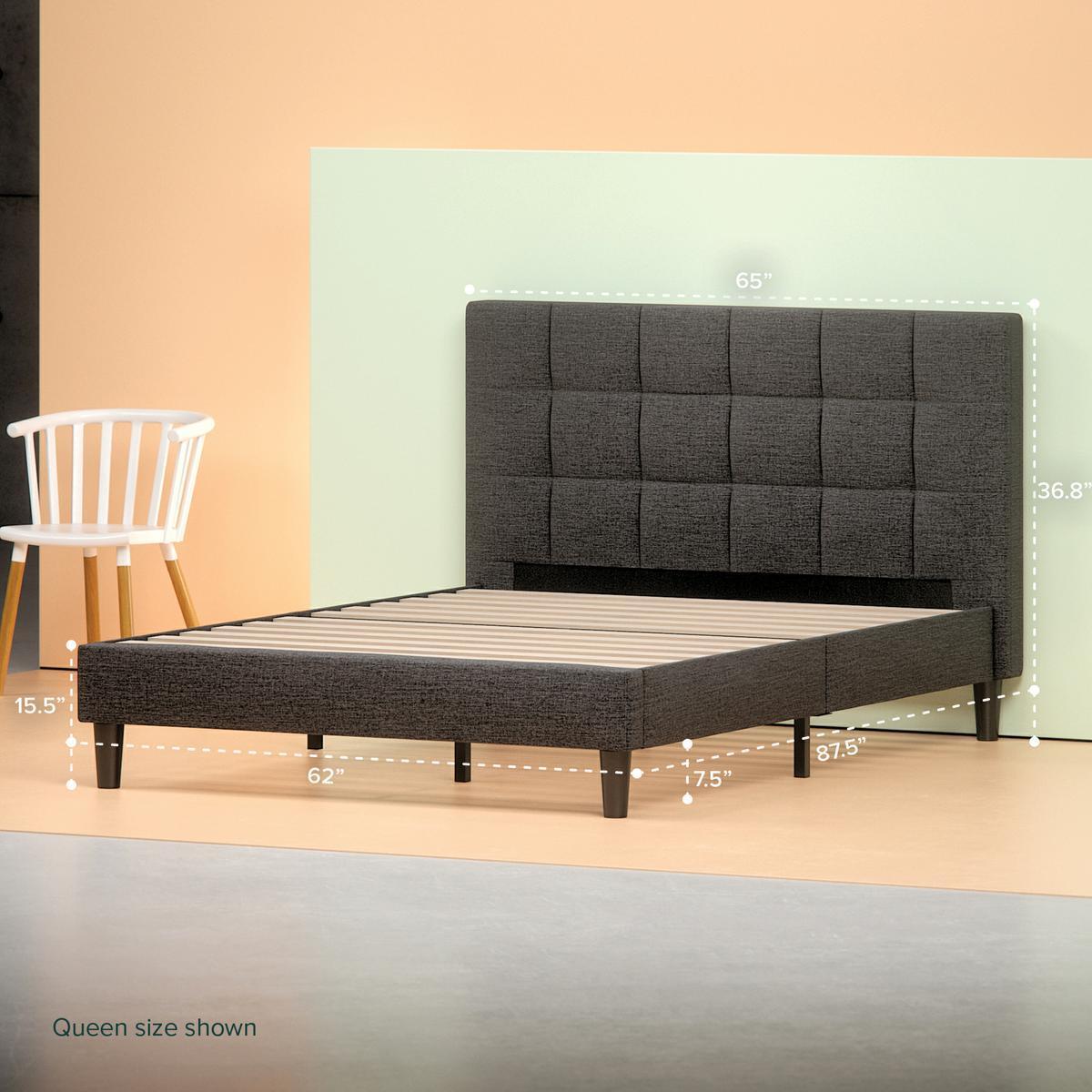 Upholstered Square Stitched Platform Bed Frame