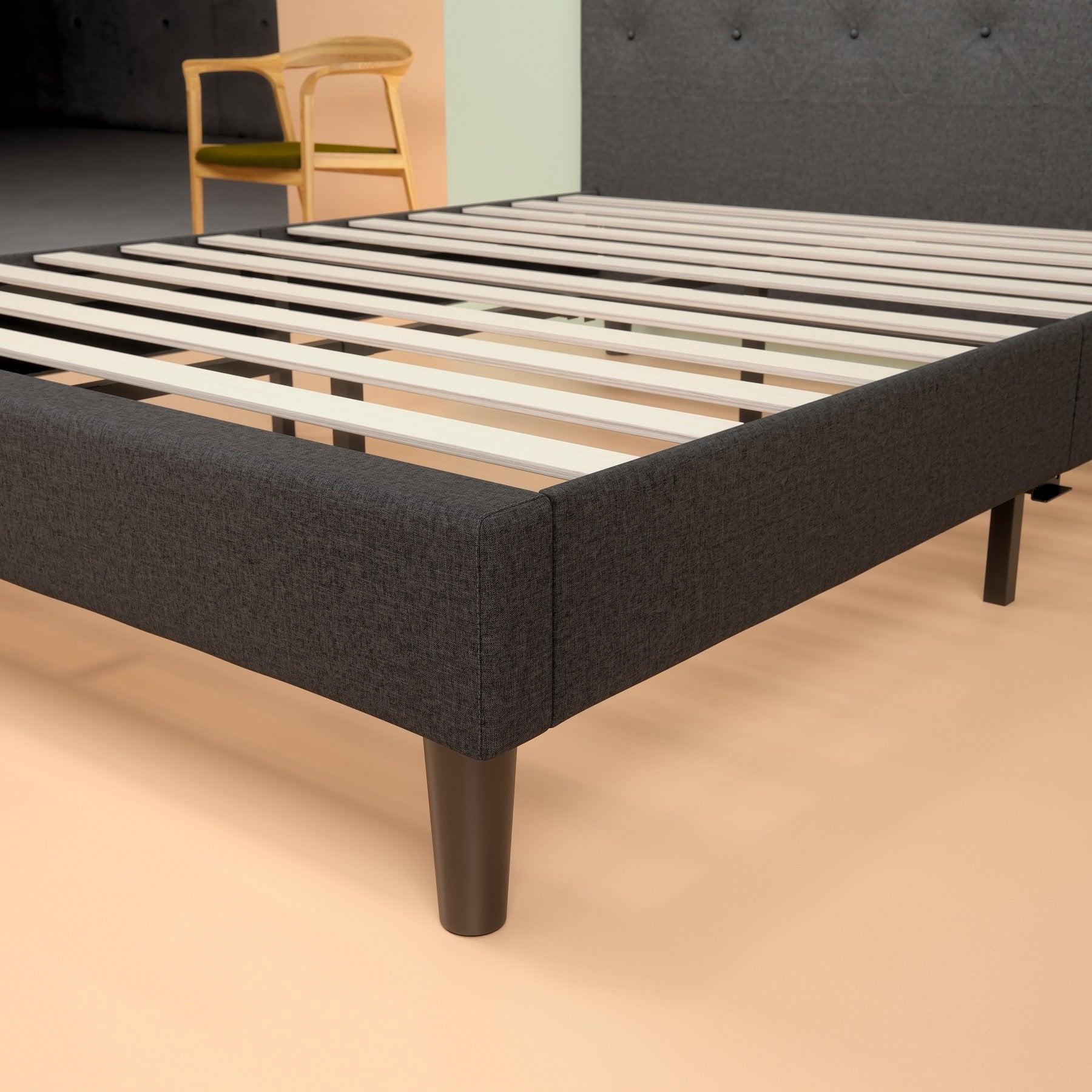 Upholstered Diamond Stitched Platform Bed Frame