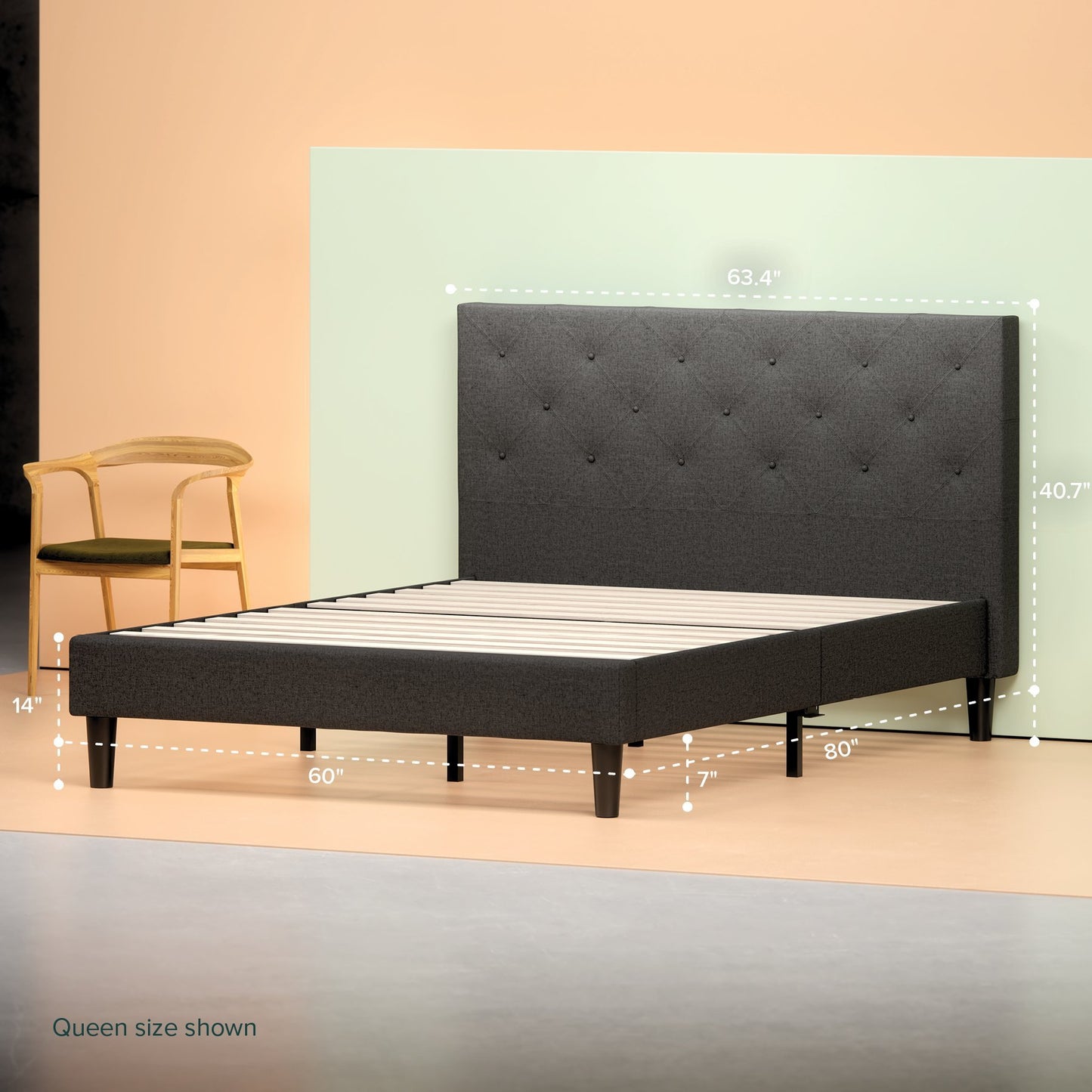 Upholstered Diamond Stitched Platform Bed Frame