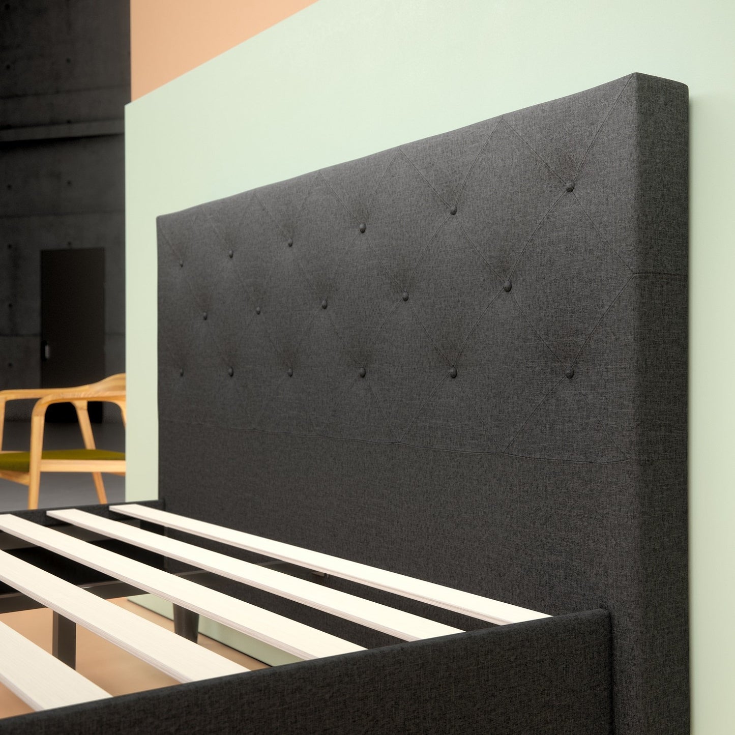 Upholstered Diamond Stitched Platform Bed Frame
