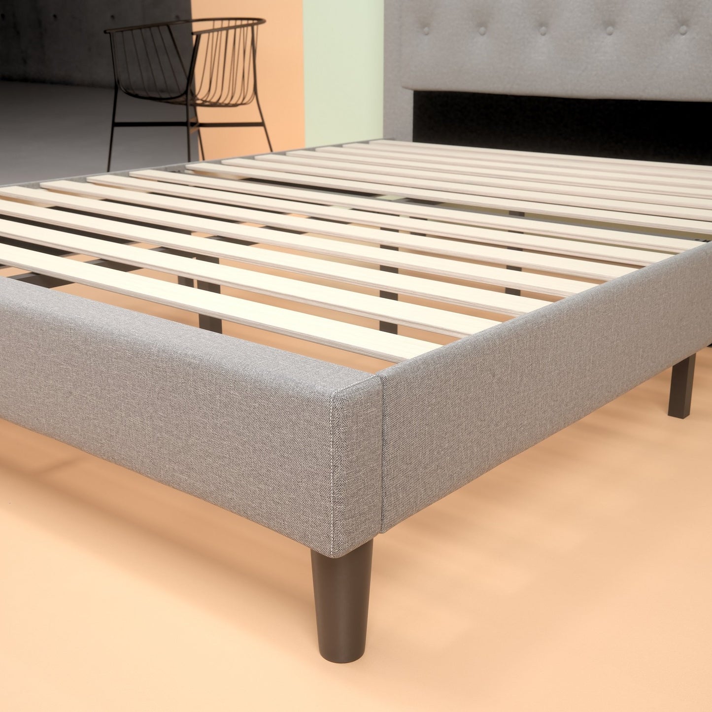 Upholstered Scalloped Platform Bed Frame