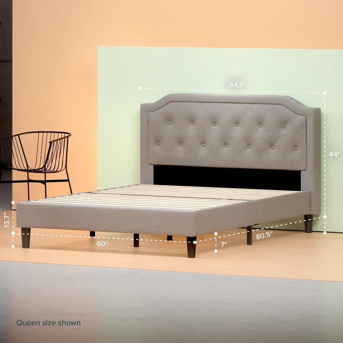 Upholstered Scalloped Platform Bed Frame