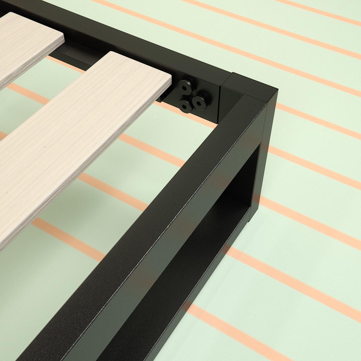 Steel Low Profile Platform Bed Frame - corner from above