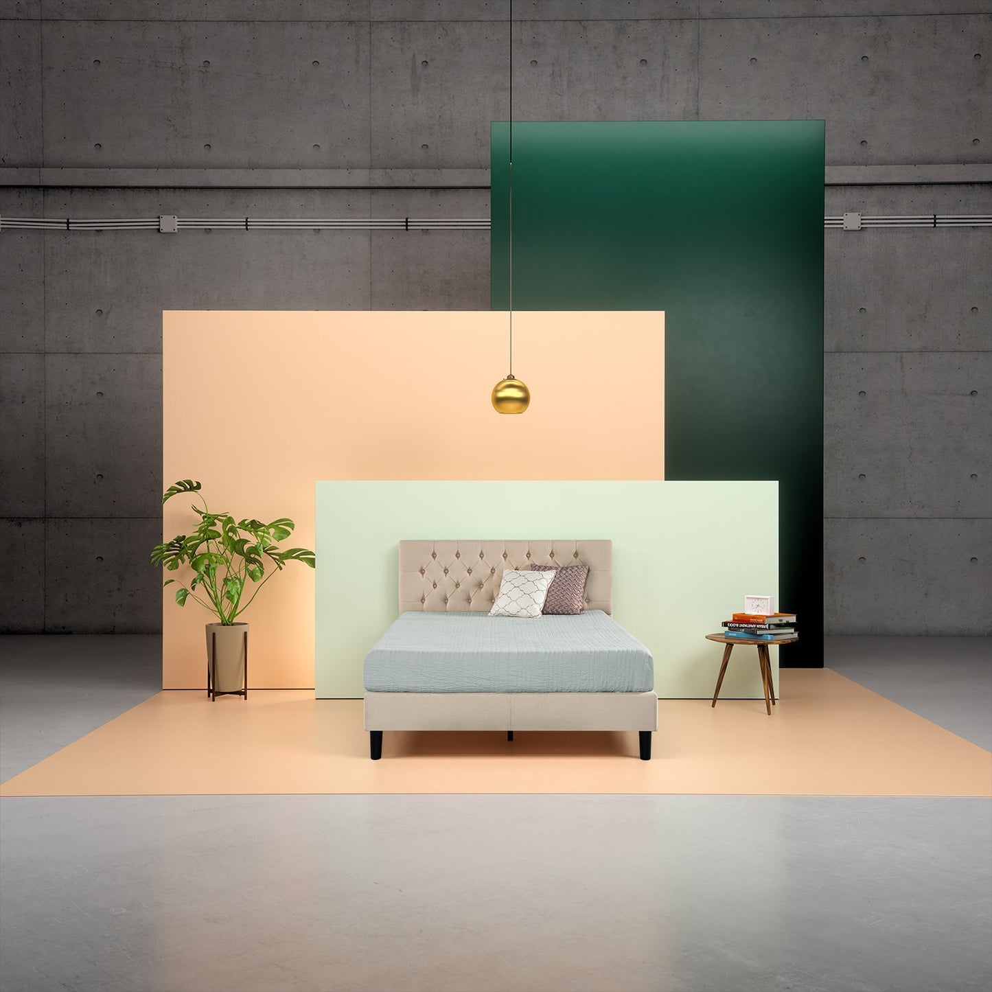 Upholstered Modern Classic Tufted Platform Bed Frame