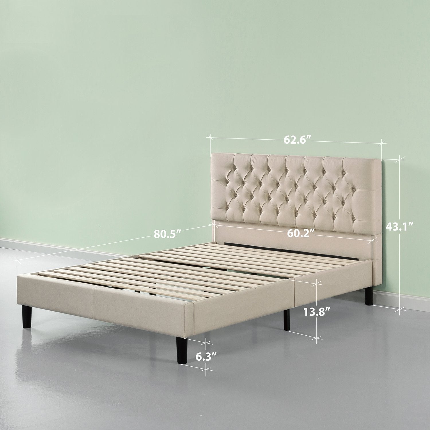 Upholstered Modern Classic Tufted Platform Bed Frame
