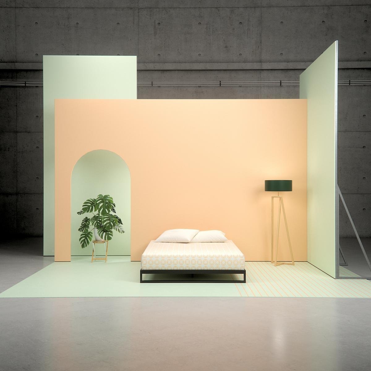 Steel Low Profile Platform Bed Frame - wide shot