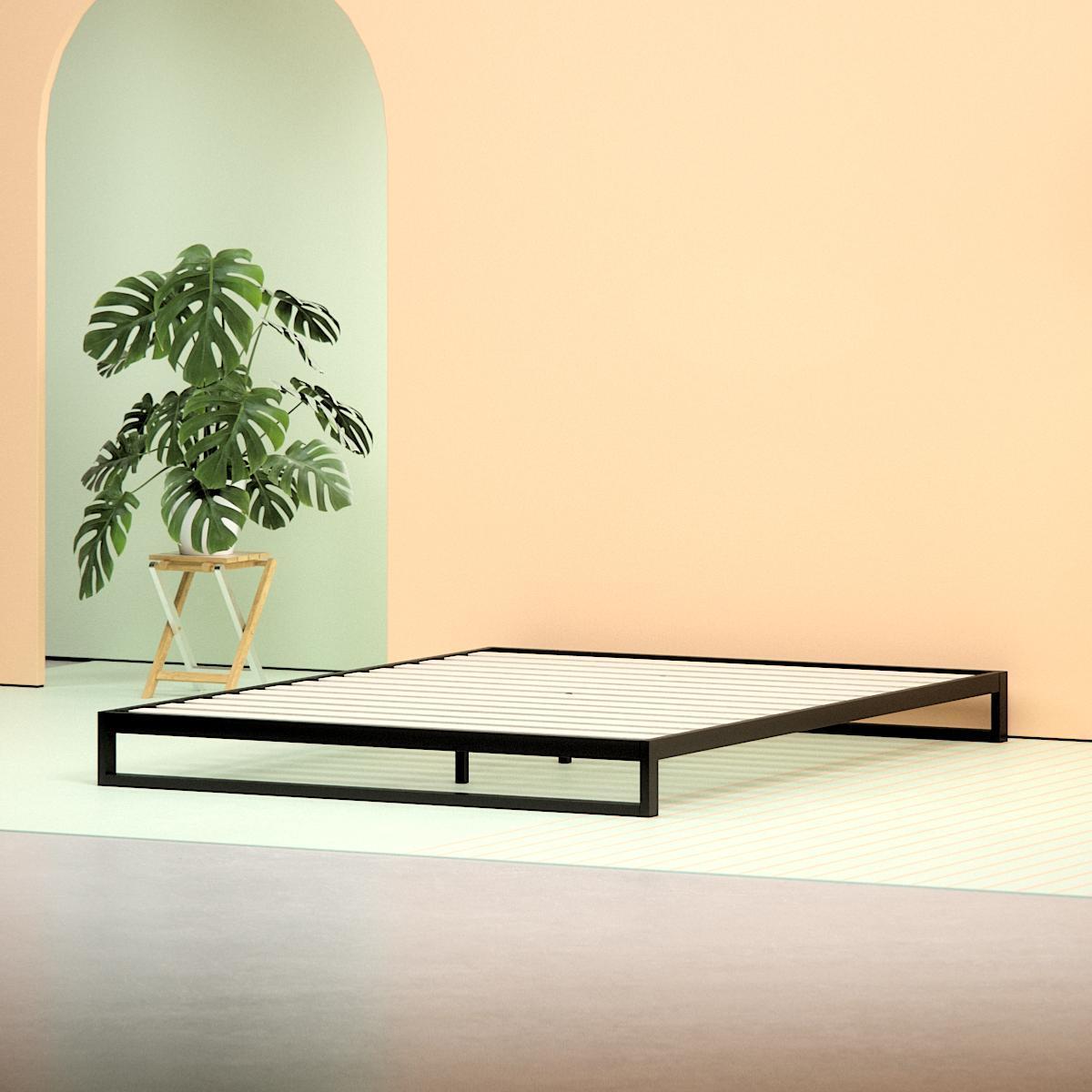 Steel Low Profile Platform Bed Frame - angle shot
